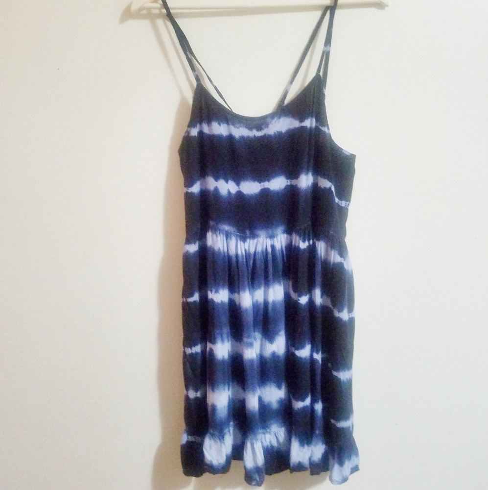 Beachy Blue/White Surfer Cross-back Strap Dress M